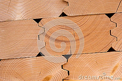 Construction wood closeup, wooden house building material Stock Photo