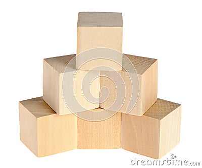 Construction from wooden cubes Stock Photo