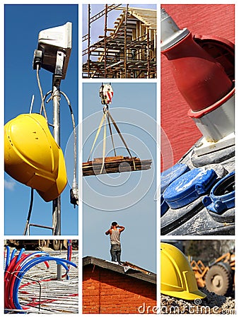 Construction work collage Stock Photo