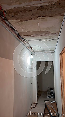 Construction work in the corridor of the apartment Stock Photo