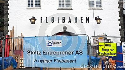 Construction work at FlÃ¸ibanen, Bergen, Norway Editorial Stock Photo