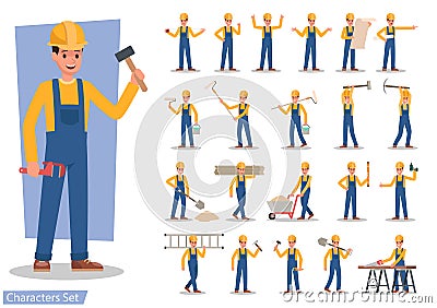 Construction Worker character vector Vector Illustration