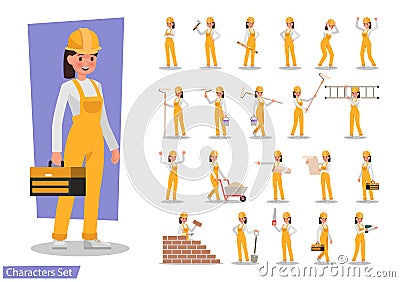 Construction Worker character vector design no2 Vector Illustration