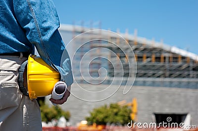 Construction Worker at construction site Stock Photo