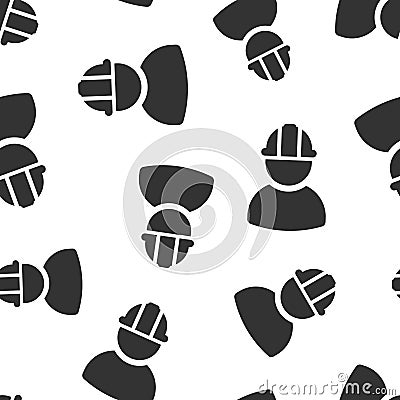 Construction worker icon seamless pattern background. Factory employee vector illustration on white isolated background. Architect Vector Illustration