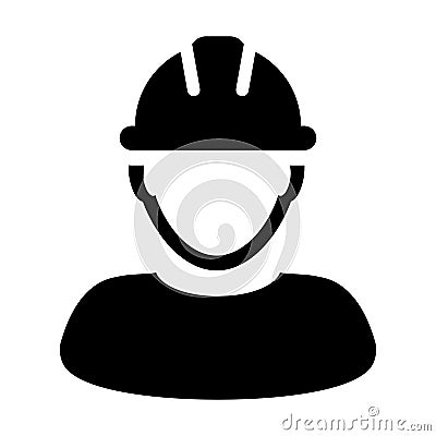 Construction Worker Icon - Vector Person Profile Avatar illustration Vector Illustration