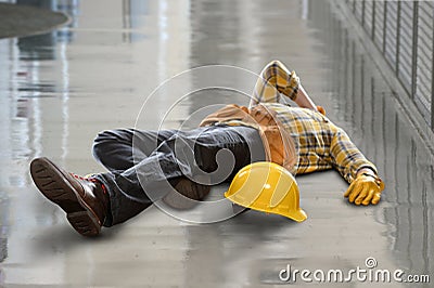 Construction Worker Injured After Fall Stock Photo