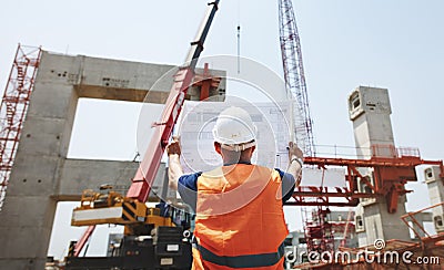 Construction Worker Planning Constructor Developer Concept Stock Photo