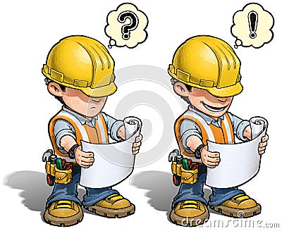 Construction Worker - Reading Plan Vector Illustration