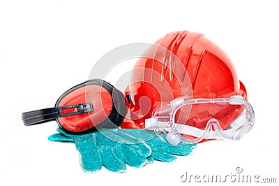 Construction worker safety protection gear and accessories Stock Photo