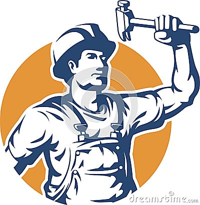 Construction Worker Silhouette Vector Vector Illustration