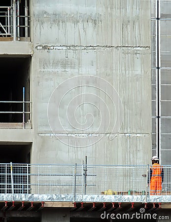 A construction worker on the South Bank Place site, a large mixed use development by the Canary Wharf Group Editorial Stock Photo