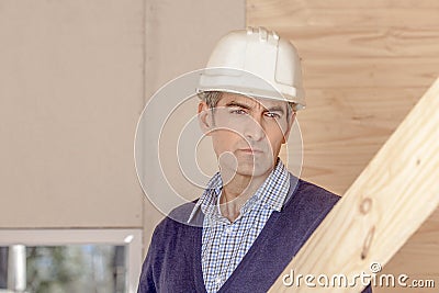 Construction Worker with work order Stock Photo