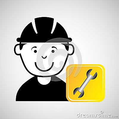 Construction worker wrench tool graphic Vector Illustration