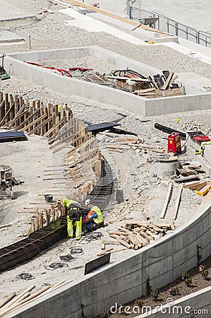 Construction workers Editorial Stock Photo