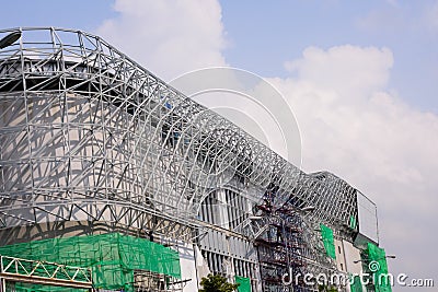 Construction workers preparation for binding steel frame and concrete work Stock Photo