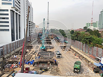 Construction workers are working on pre-construction projects Editorial Stock Photo