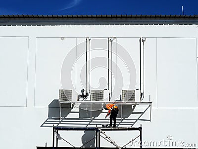 Man Working on the Working at height Stock Photo