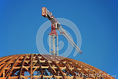 Construction works on dome of the building Stock Photo