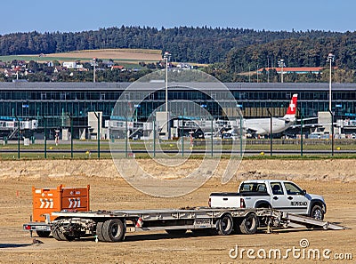 Construction works in the Zurich Airport Editorial Stock Photo