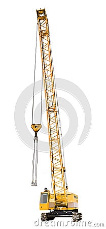 Construction yellow crawler crane isolated Stock Photo