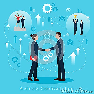 Constructive Business Confrontation Flat Composition Poster Vector Illustration