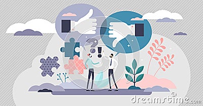 Constructive criticism vector illustration. Opinion in tiny persons concept Vector Illustration