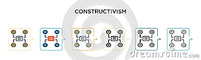 Constructivism vector icon in 6 different modern styles. Black, two colored constructivism icons designed in filled, outline, line Vector Illustration