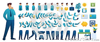 Constructor for creating a Businessman N1. Create your own Businessman character with a Set of hands and feet. Flat 2D Vector Illustration
