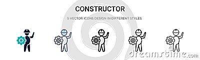Constructor icon in filled, thin line, outline and stroke style. Vector illustration of two colored and black constructor vector Vector Illustration