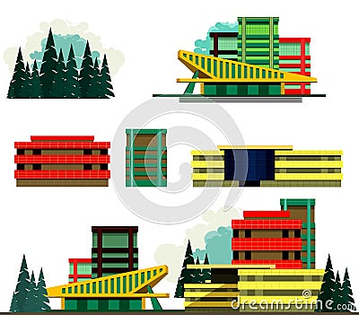 Constructor set cars and roads Vector Illustration