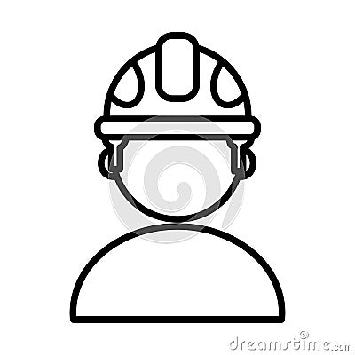 Constructor worker with helmet line style Vector Illustration