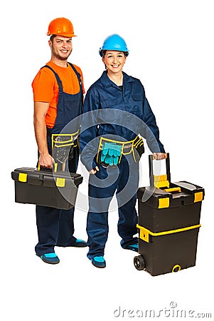 Constructors workers team Stock Photo