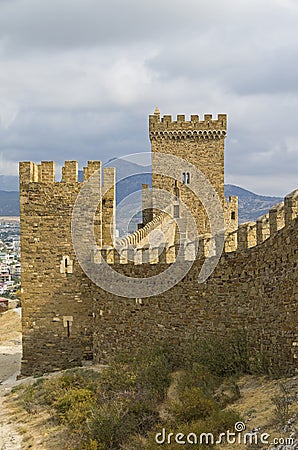 Consular castle in the Genoese fortress in Sudak, Crimea. Stock Photo