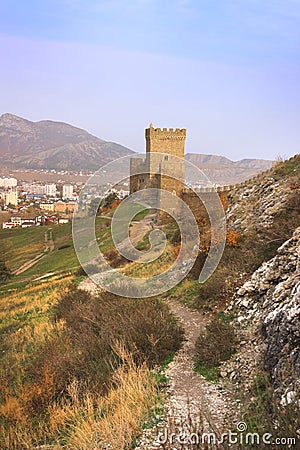 Consular Tower of Genoese fortress in Crimea peninsula Stock Photo