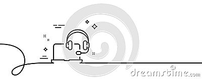 Consult line icon. Online consulting sign. Continuous line with curl. Vector Vector Illustration