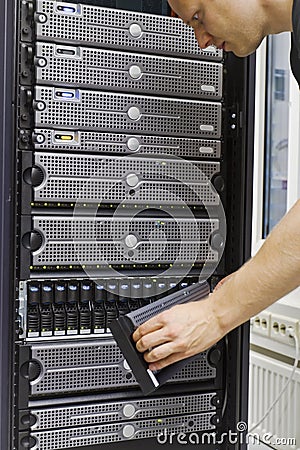 IT Consultant Maintain SAN and Servers Stock Photo