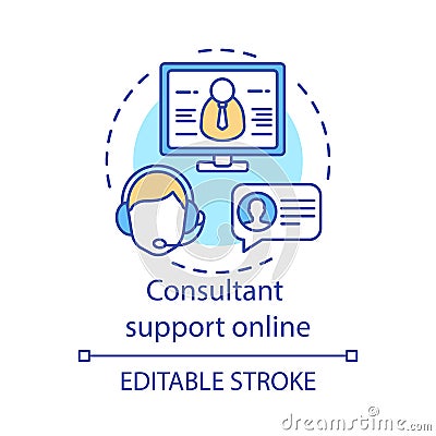 Consultant support online concept icon. Online customer service Vector Illustration