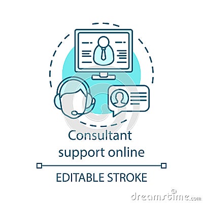 Consultant support online concept icon Vector Illustration