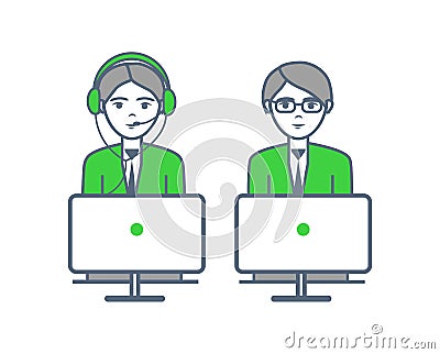 Consultants Man and Woman Consulting People Icons Vector Illustration