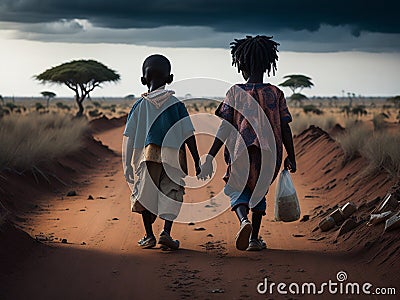 ?Consulte os detalhes 52 5.000 Resultados de tradução Resultado da tradução Two poor children walking along a dirt road Stock Photo