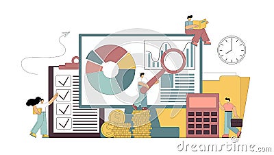 Consulting auditor audit financial reporting Vector Illustration