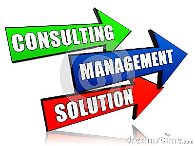 Consulting, management, solution in arrows Stock Photo