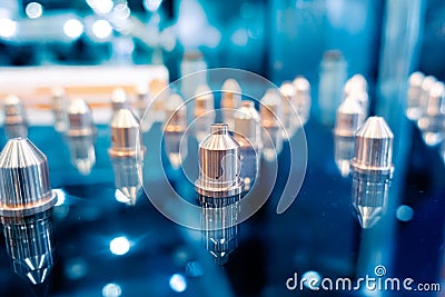 Consumables for Plasma Cutting Systems. Laser nozzles Stock Photo