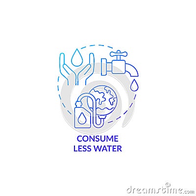 Consume less water blue gradient concept icon Vector Illustration