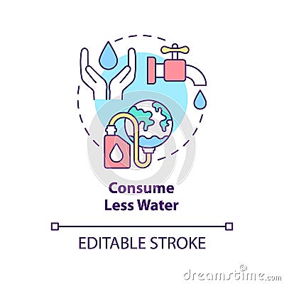 Consume less water concept icon Vector Illustration