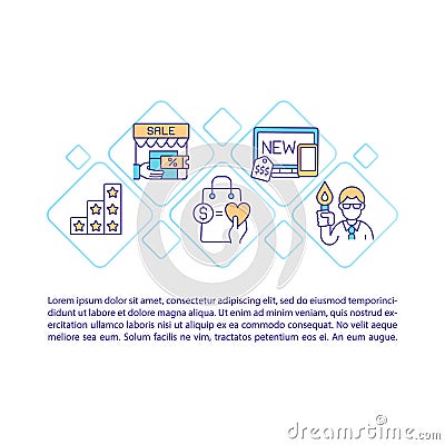 Consumer decision styles concept line icons with text Vector Illustration