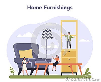 Consumer durables production. Furniture production. House hold industrial Vector Illustration