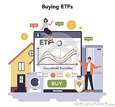 Consumer durables production online service or platform set. Vector Illustration