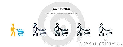 Consumer icon in different style vector illustration. two colored and black consumer vector icons designed in filled, outline, Vector Illustration